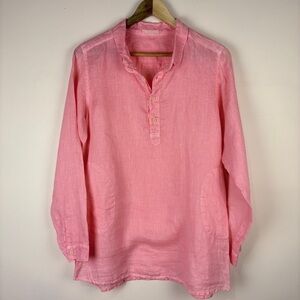 CP Shades 100% Linen Pink Button Down Shirt Oversized